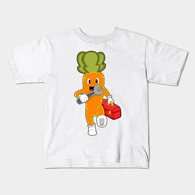 Carrot as Mechanic with Toolbox Kids T-Shirt by Markus Schnabel